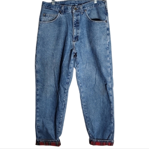 Jeans Mens plaid lined size 36x32 waist measurements are smaller see meauments - Picture 1 of 15
